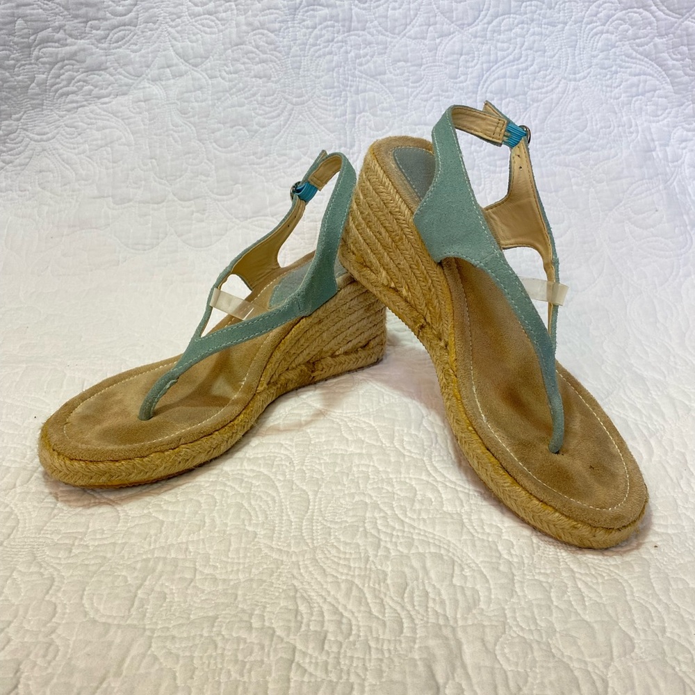 Turquoise suede espadrille 7.5